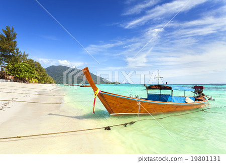 Long tail boat at a beautiful beach, Thailand. 19801131