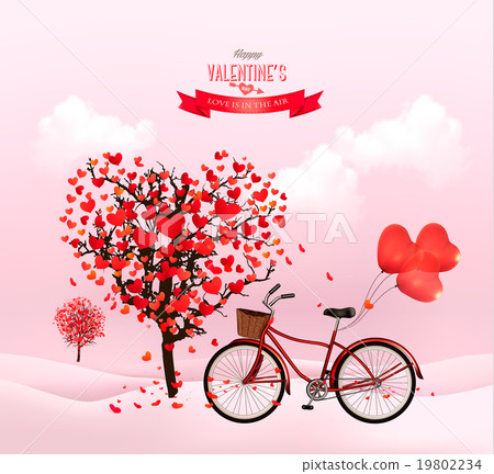 Valentine Day background with a heart shaped tree - Stock Illustration ...
