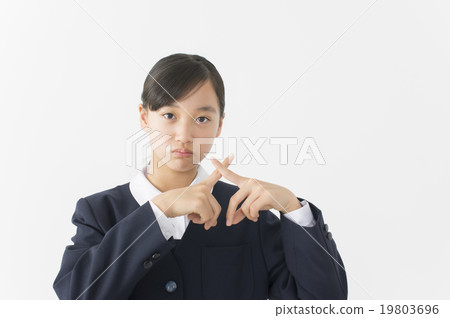 Junior high school student giving out NG 19803696