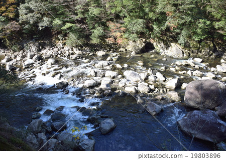 Autumnal leaves of the Keiko River and Mt. Okurayama 19803896