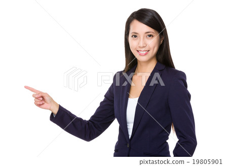 Asian businesswoman with finger showing up 19805901