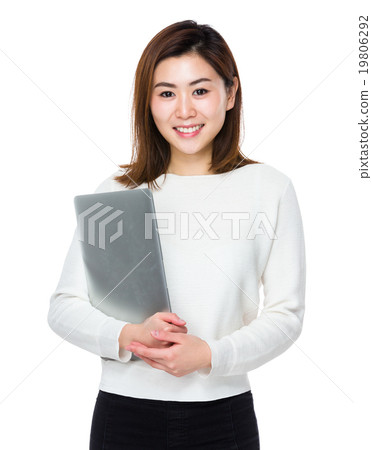 Young Woman hold with laptop computer 19806292