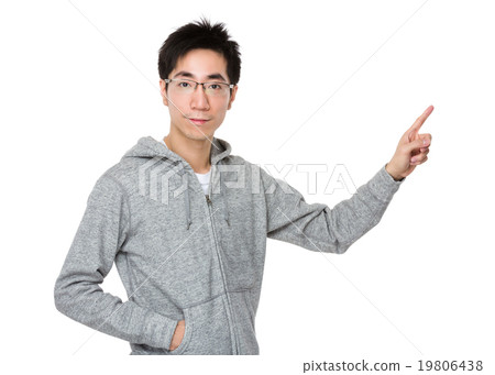 Man with finger point up 19806438