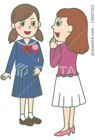 入學儀式父母和孩子 19807262
