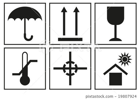 Signs on packaging. Logistic icon for box Signs on packaging. Logistic icon for box 19807924