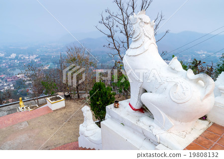 White lions at entrance of Wat Phra That DoiGongmu White lions at entrance of Wat Phra That DoiGongmu 19808132