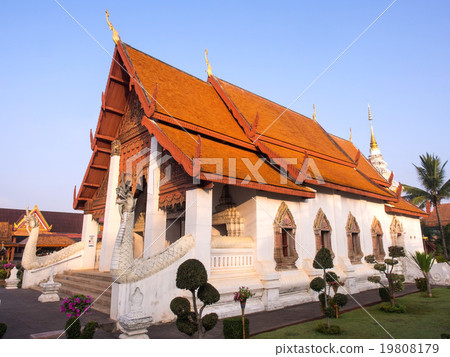 Church of Thai art temple in Nan under blue sky 19808179
