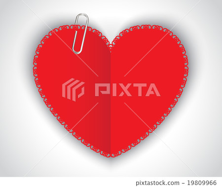 patterned paper red heart and a shiny clip 19809966