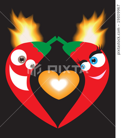 love peppers with the flame on a black background 19809967