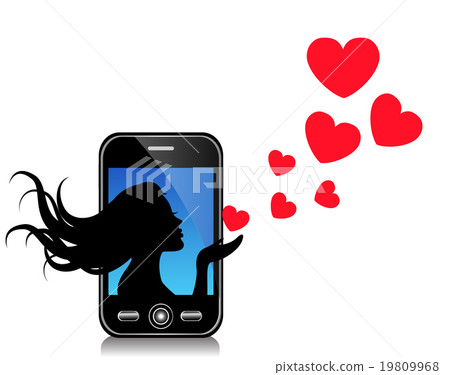 silhouette of a beautiful girl sends hearts silhouette of a beautiful girl sends hearts 19809968
