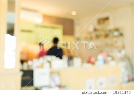 cafe coffee shop blur background with bokeh 19811343