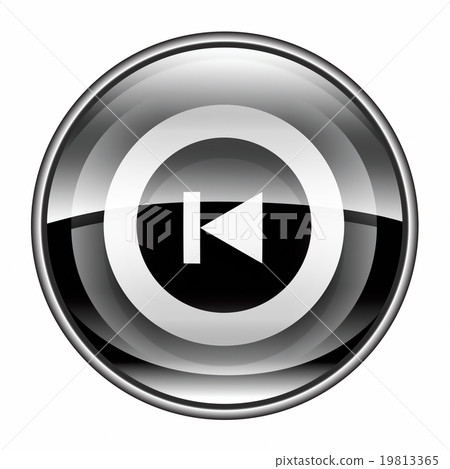 Rewind Back icon black, isolated on white  19813365