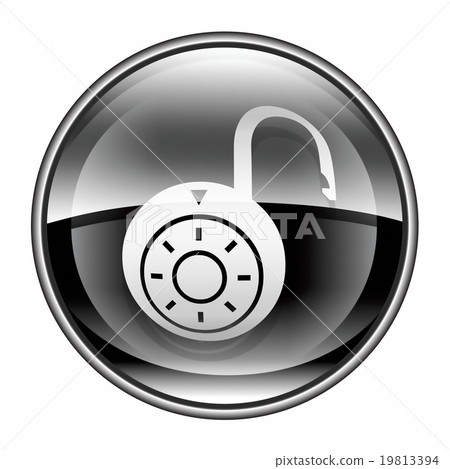 Lock on, icon black, isolated on white background. Lock on, icon black, isolated on white background. 19813394
