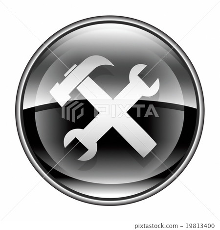 Tools icon black, isolated on white background. 19813400