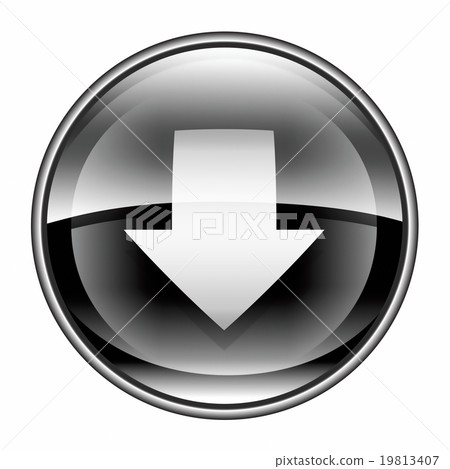 Download icon black, isolated on white background. Download icon black, isolated on white background. 19813407