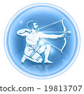 Sagittarius zodiac icon ice, isolated on white  19813707