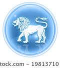 Lion zodiac icon ice, isolated on white  19813710