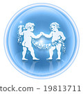 Gemini zodiac icon ice, isolated on white 19813711