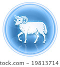 Aries zodiac icon ice, isolated on white  19813714