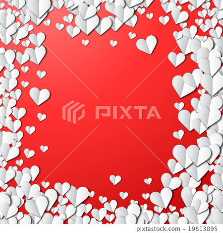 Valentines Day card with cut paper hearts Valentines Day card with cut paper hearts 19813895