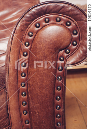 Closeup texture of vintage brown leather armchair 19814570