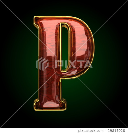 p vector golden letter with red wood 19815028