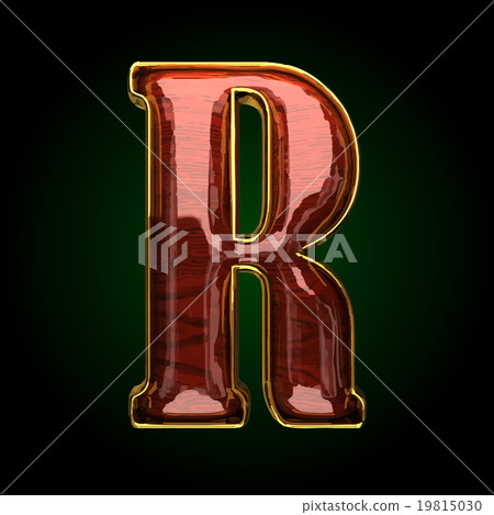 r vector golden letter with red wood 19815030