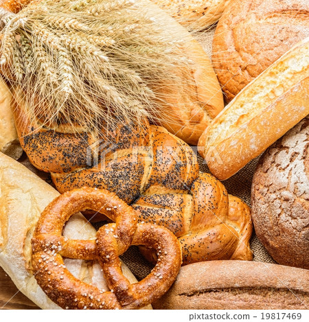 fresh bread and wheat on the wooden fresh bread and wheat on the wooden 19817469