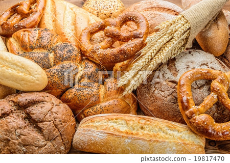 fresh bread and wheat on the wooden fresh bread and wheat on the wooden 19817470