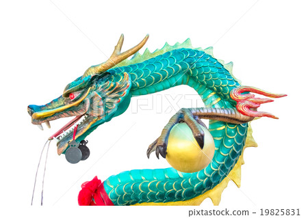 green dragon statue isolated on white background 19825831