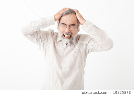 Senior men holding heads Senior men holding heads 19825878