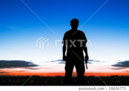 silhouette of man hand holding gun revolvers silhouette of man hand holding gun revolvers 19826772