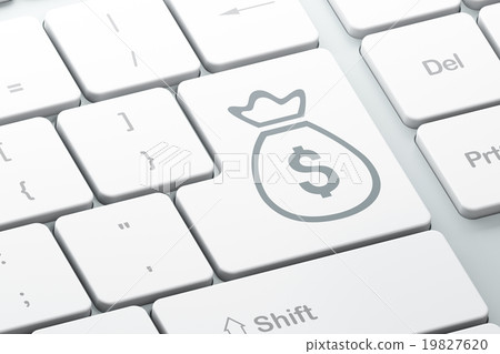 Currency concept: Money Bag on computer keyboard 19827620