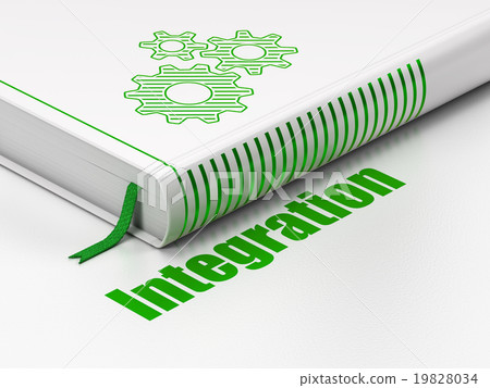Business concept: book Gears, Integration on white 19828034