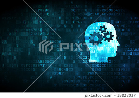 Business concept: Head With Gears on digital 19828037
