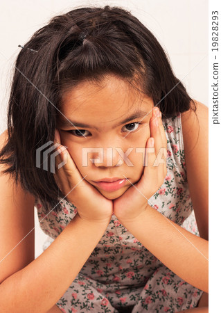 portrait cute girl sad and morose portrait cute girl sad and morose 19828293
