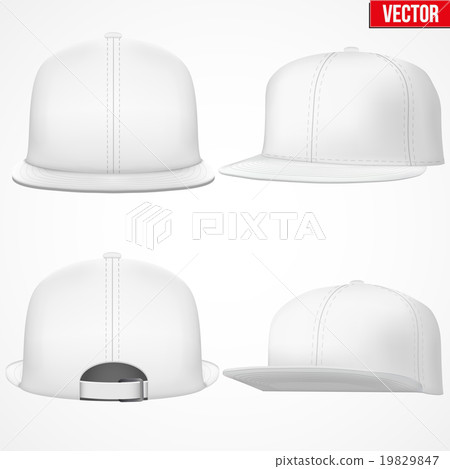 Set Layout of Male white rap cap.  19829847