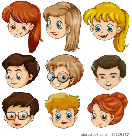 图库插图: human heads of male and female