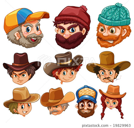 Human head wearing hats Human head wearing hats 19829963