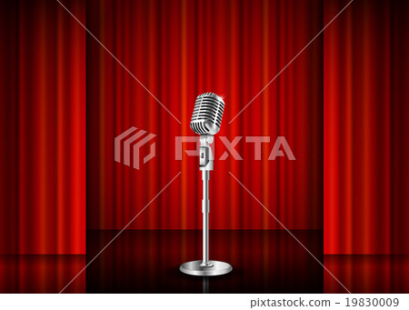 Microphone and red curtain Microphone and red curtain 19830009