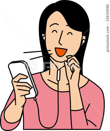 一個二十多歲的女人，她用智能手機說話 19830096