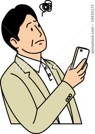 Men in their 50s troubled with having a smartphone Men in their 50s troubled with having a smartphone 19830172