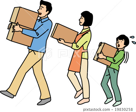 Three families carry moving luggage Three families carry moving luggage 19830258
