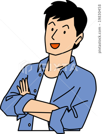 二十多歲的男性，雙臂笑著 19830458