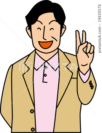 Men in their 50s who peace and laugh at peace signs 19830578