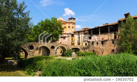 Ancient stone bridge and Cathedral in Vic 19830702
