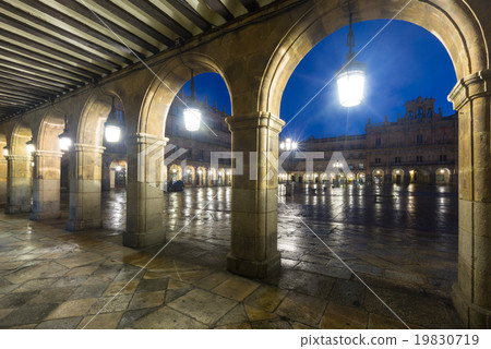 arches at Plaza Mayor at Salamanca in night arches at Plaza Mayor at Salamanca in night 19830719