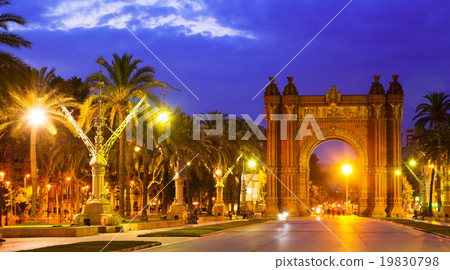 View of Barcelona. Arc del Triomf in night 19830798
