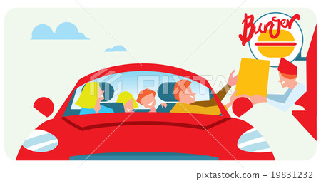 Orders fast food from the car 19831232