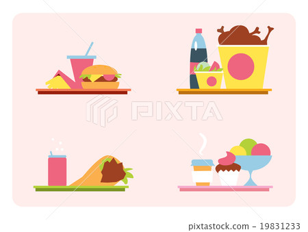 Sets with fast food on a tray Sets with fast food on a tray 19831233